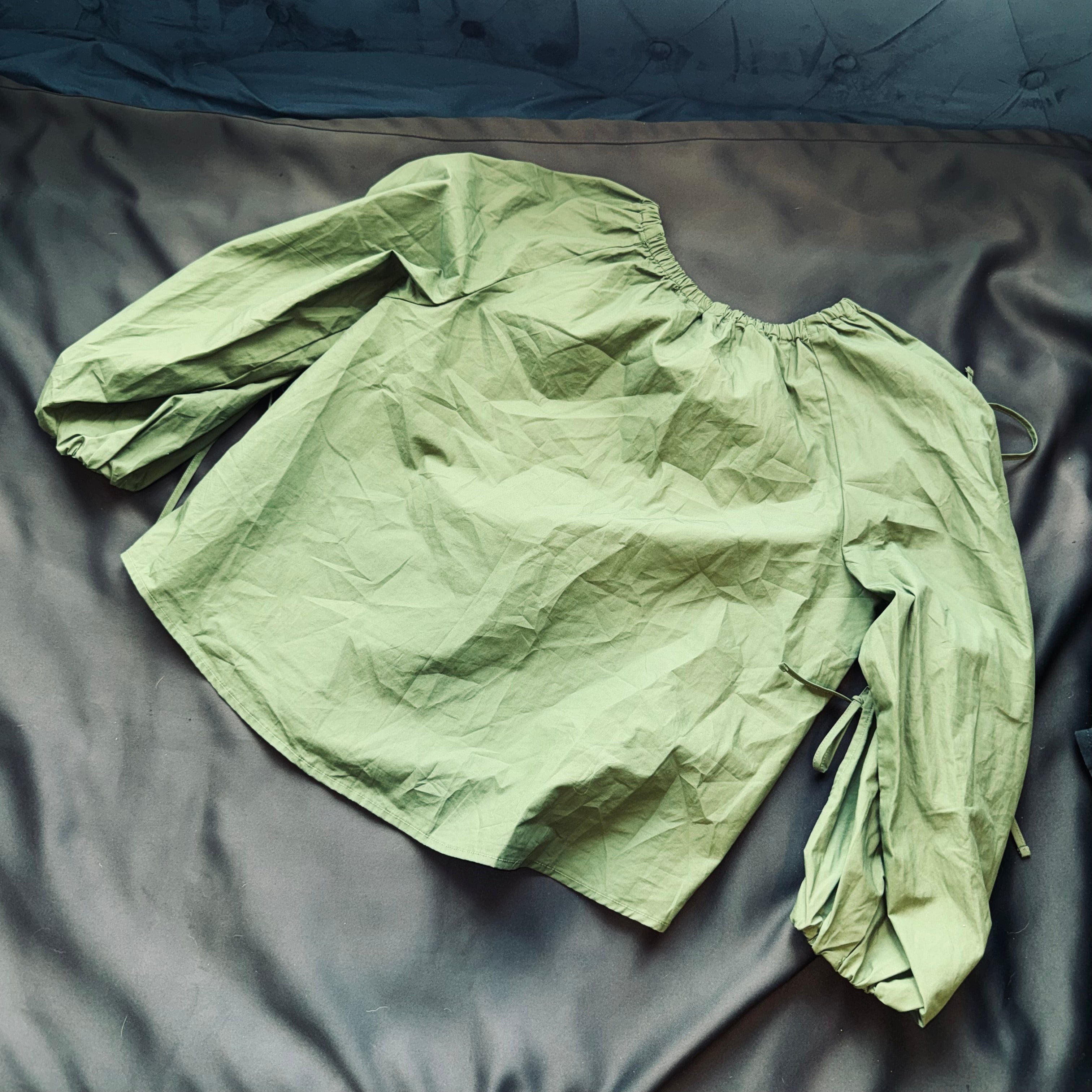 Olive Green Off-Shoulder Peasant Blouse