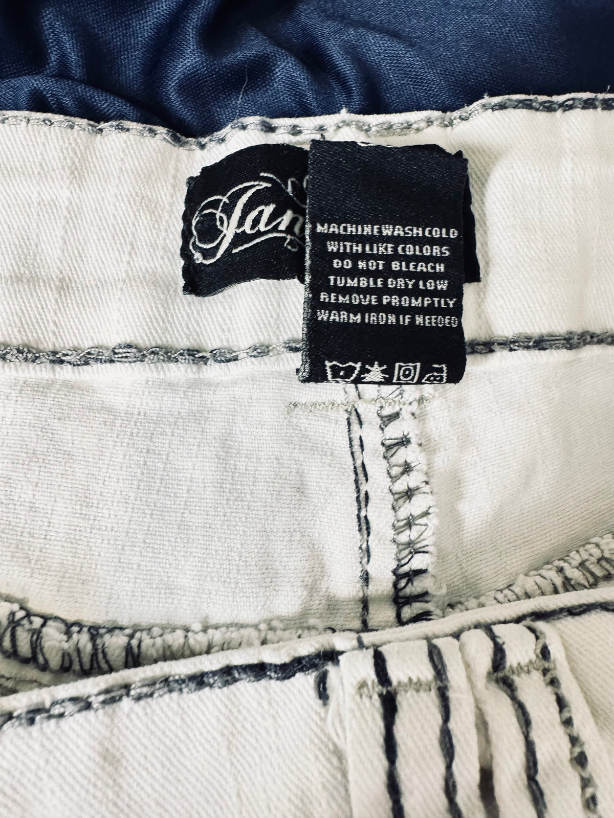 Vintage Y2K Jane Doe White Embellished Denim Capri Jean Stretch Pants Women's 13 Pre Owned