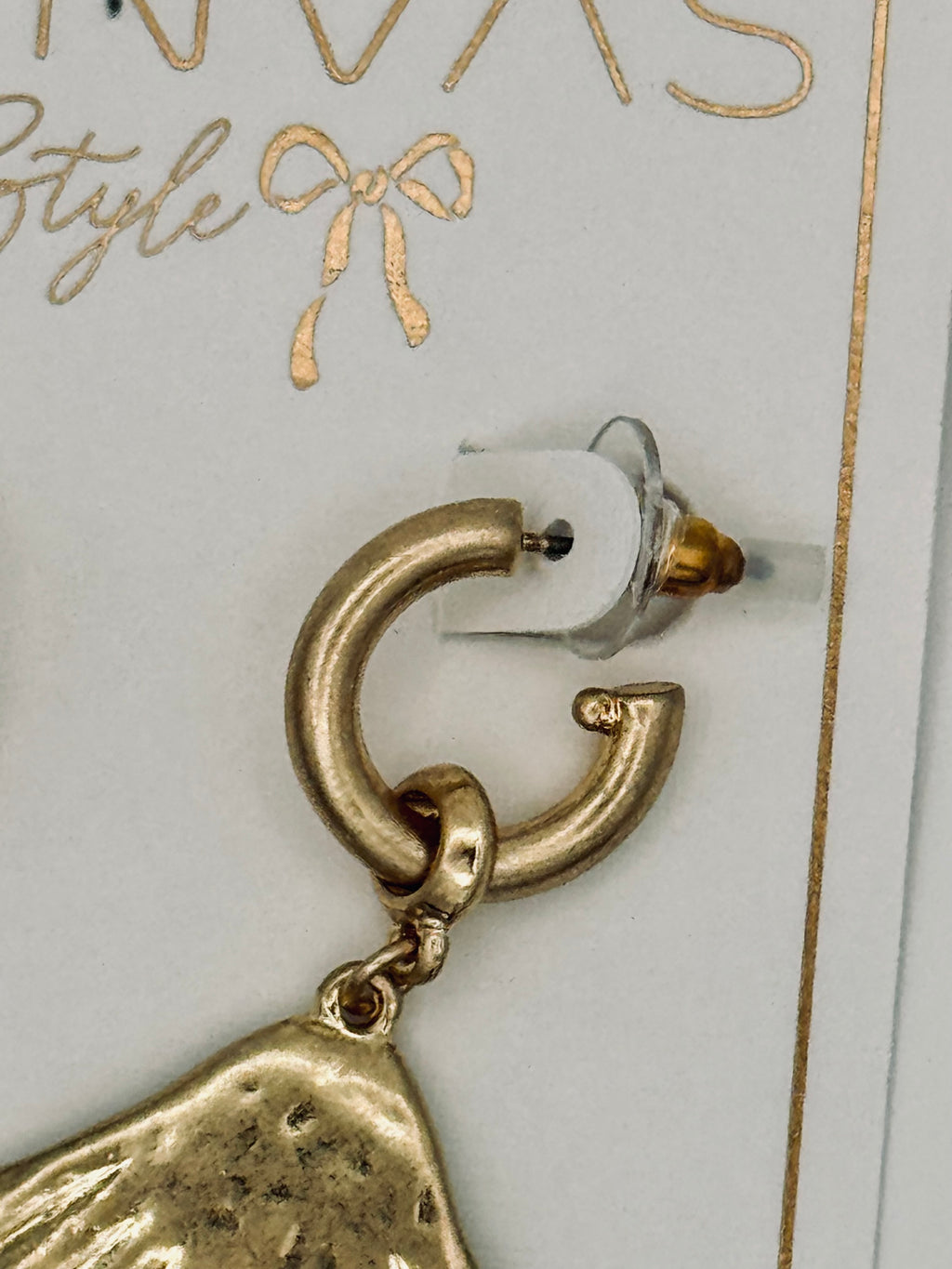 Gold Shell Pearl Drop Earrings - New, Complete Pair