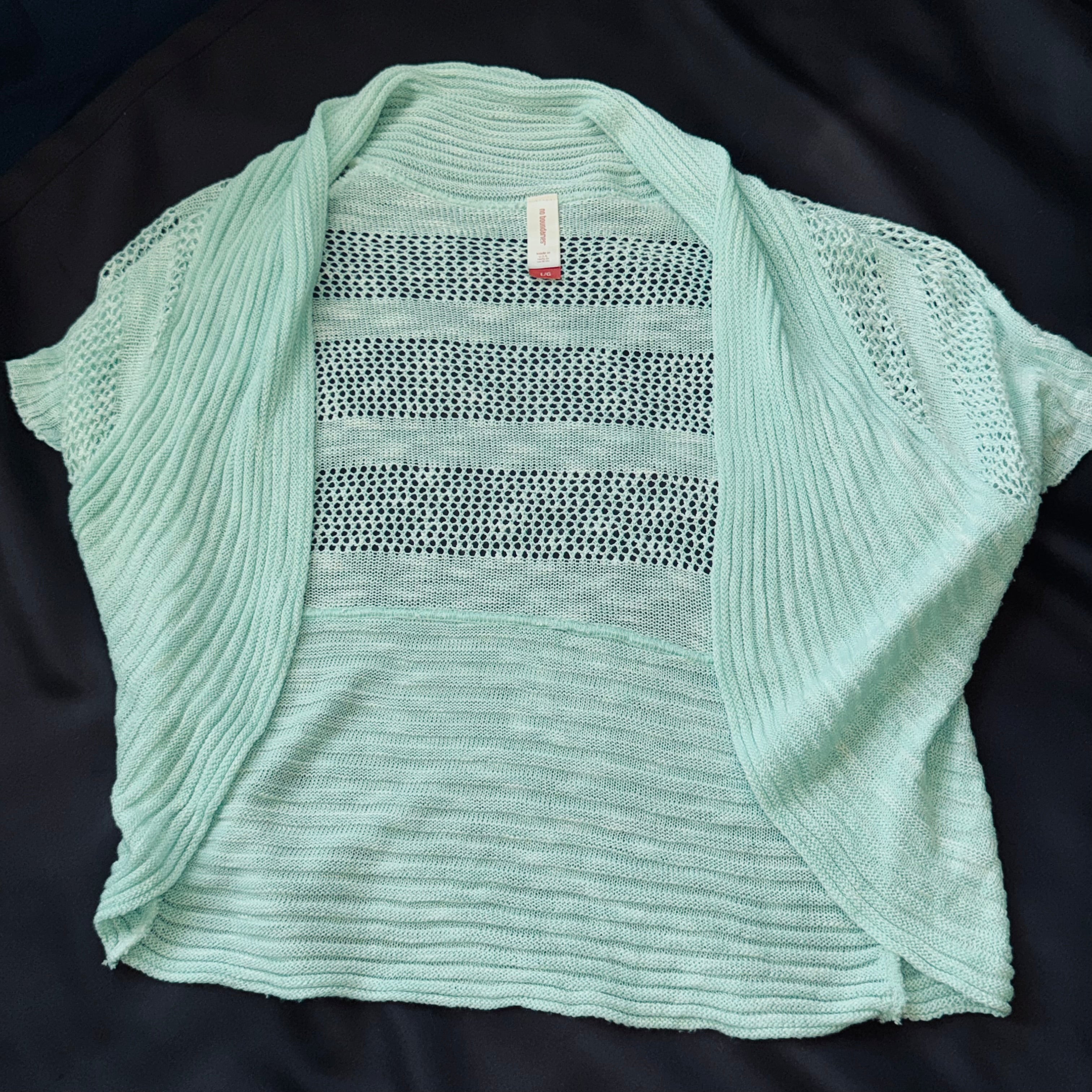 No Boundaries Mint Open-Front Short Sleeve Shrug