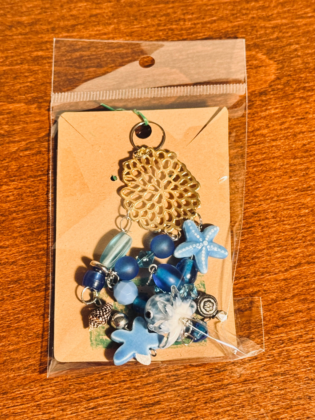 Handmade Blue Beaded Rearview/Keychain/Purse/Bag Charm