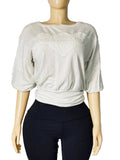 Express White Short Sleeved Blouse with Lace Embellishment Women's S Pre Owned