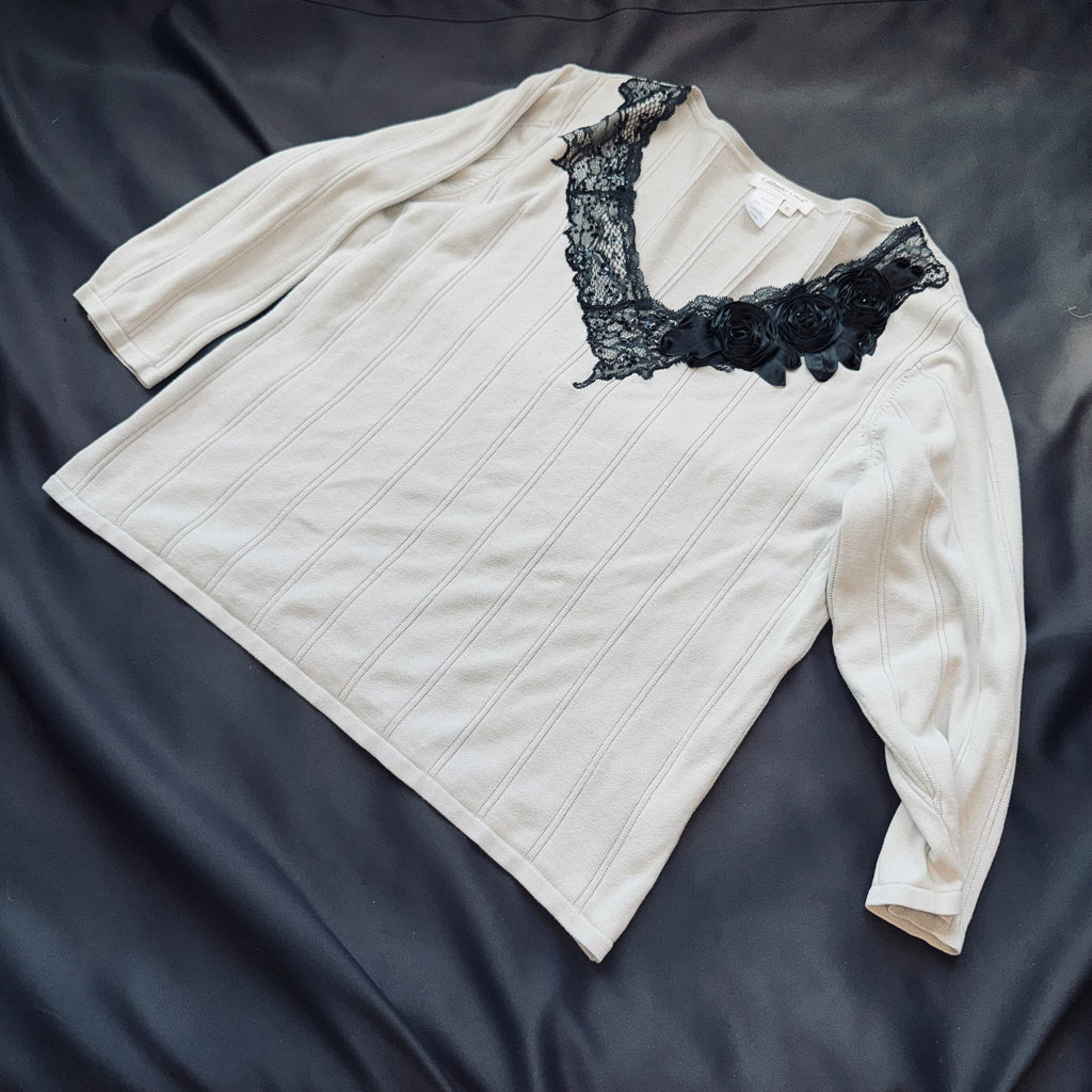 Coldwater Creek Pale Gray Knit Pullover Top