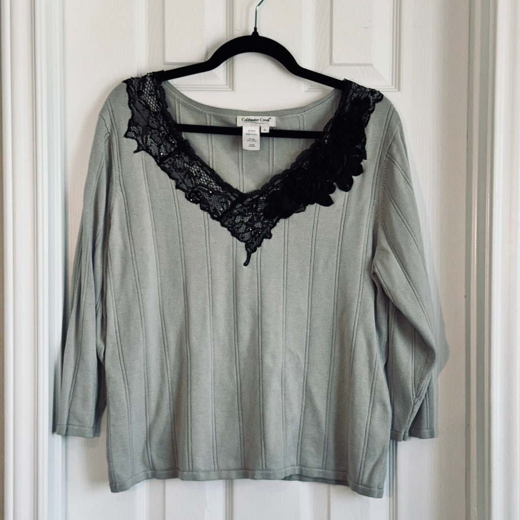 Coldwater Creek Pale Gray Knit Pullover Top