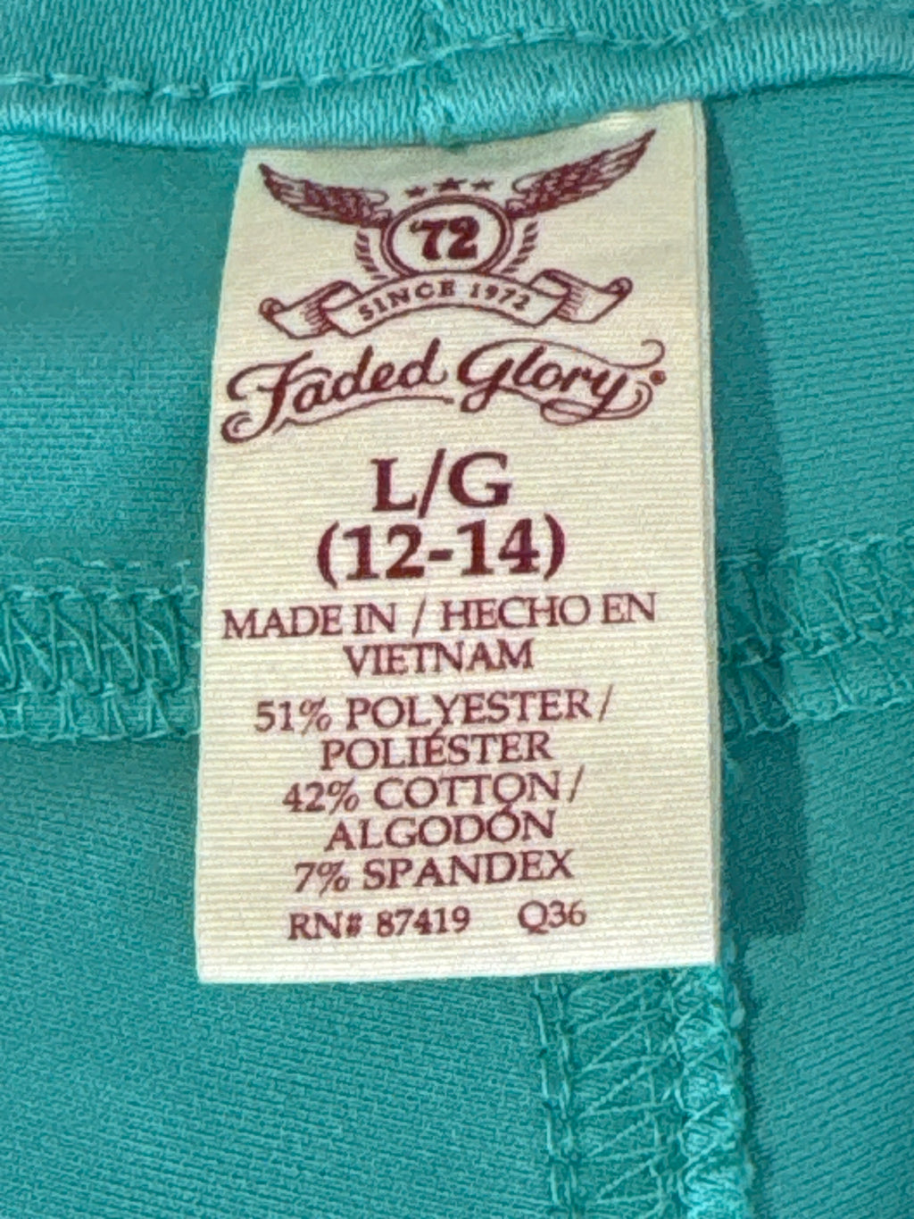 Faded Glory Turquoise Skinny Jeans Womens Large 12 / 14