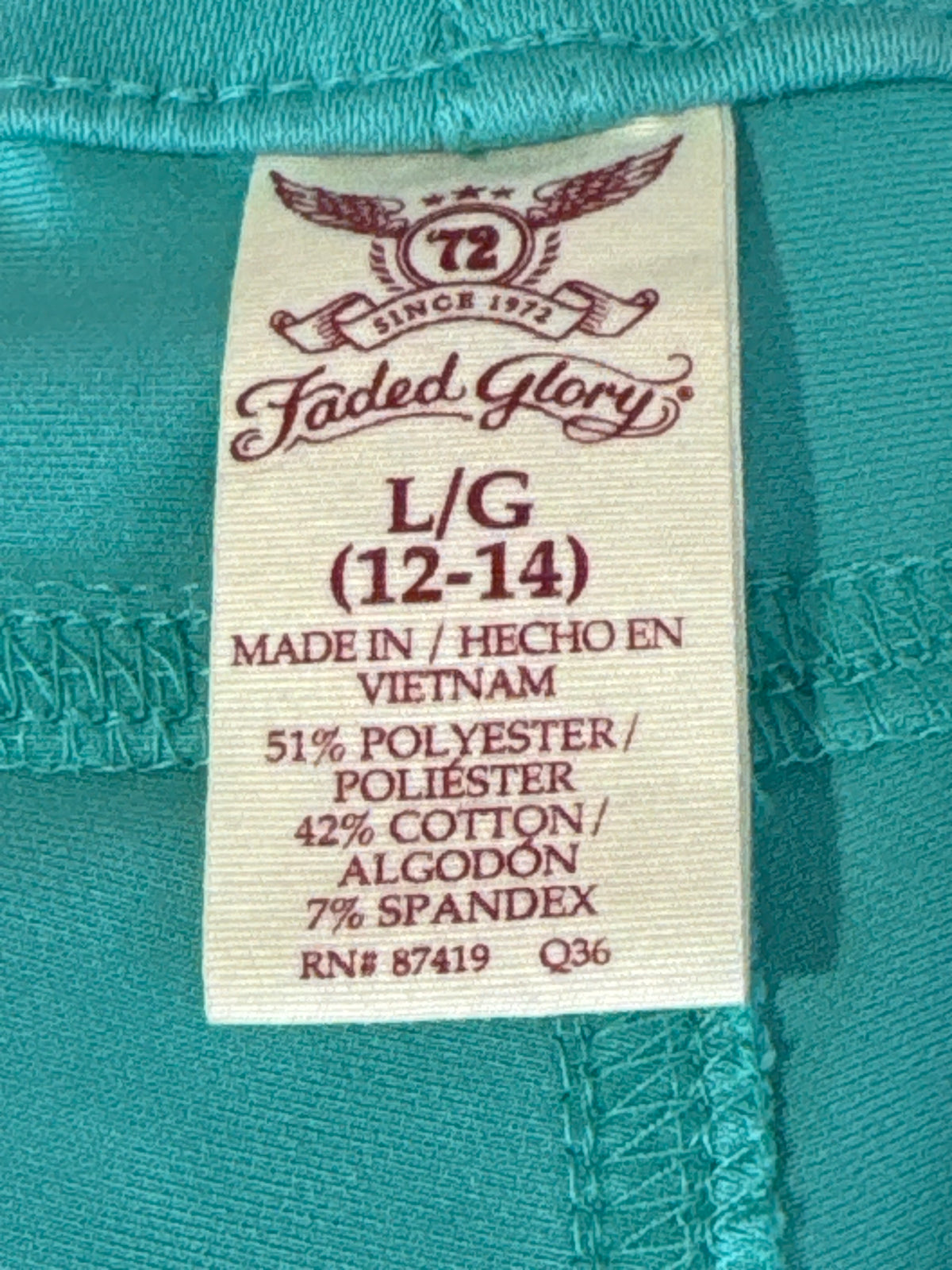 Faded Glory Turquoise Skinny Jeans Womens Large 12 / 14