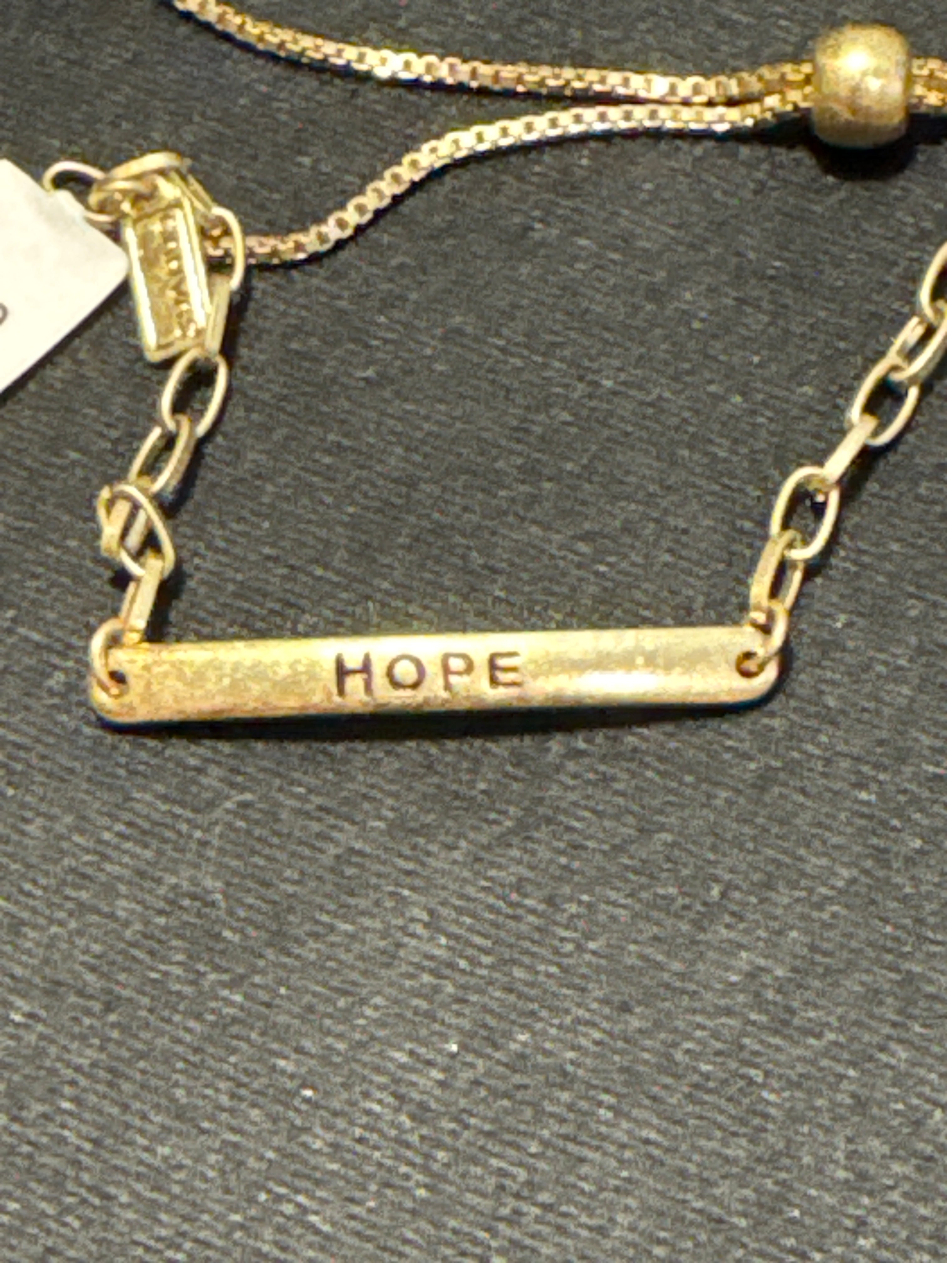 Canvas Style "HOPE" Engraved Adjustable Drawstring ID Bracelet