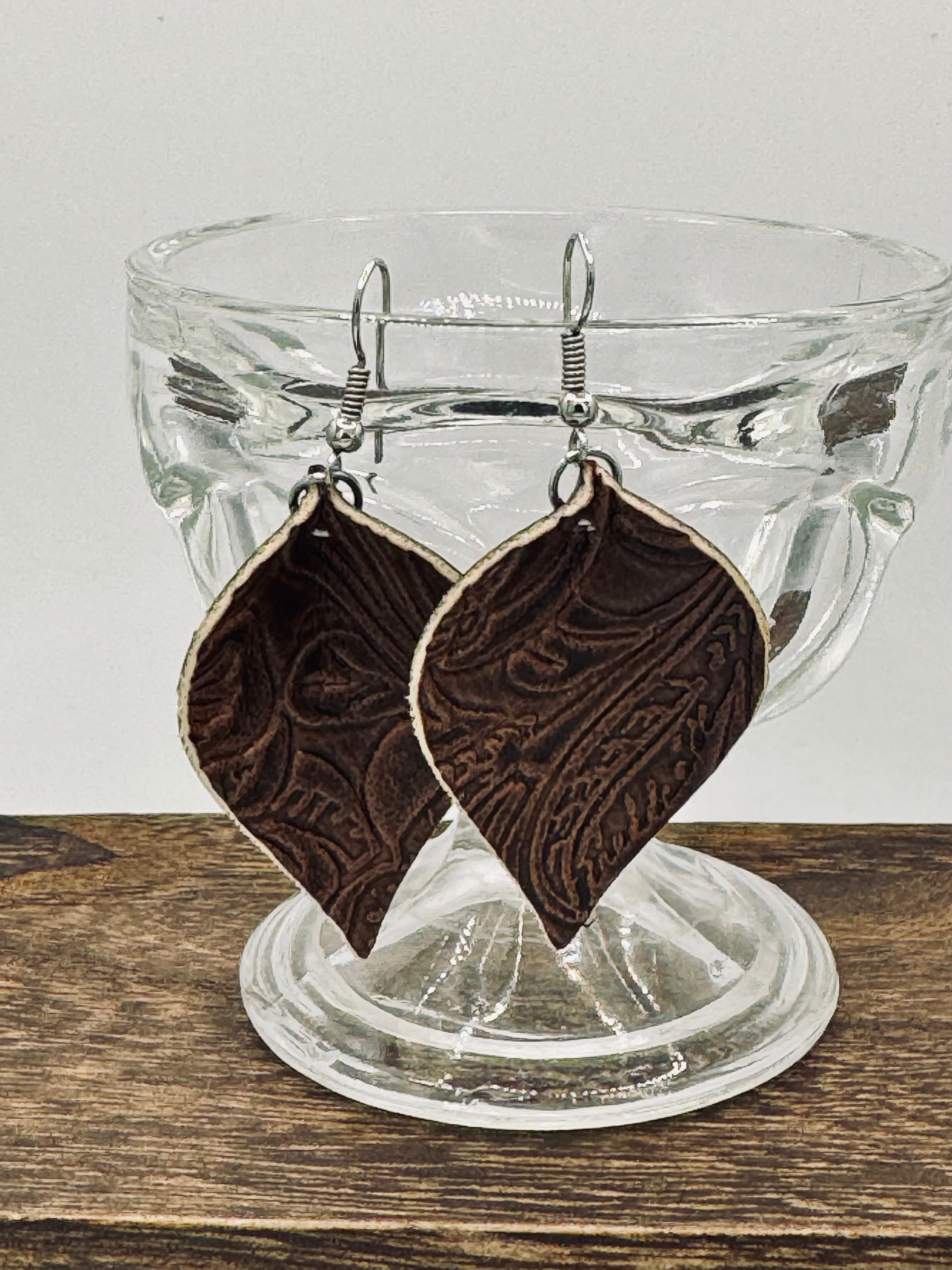 Leaf Dangle Earrings - Like New Handmade Pair