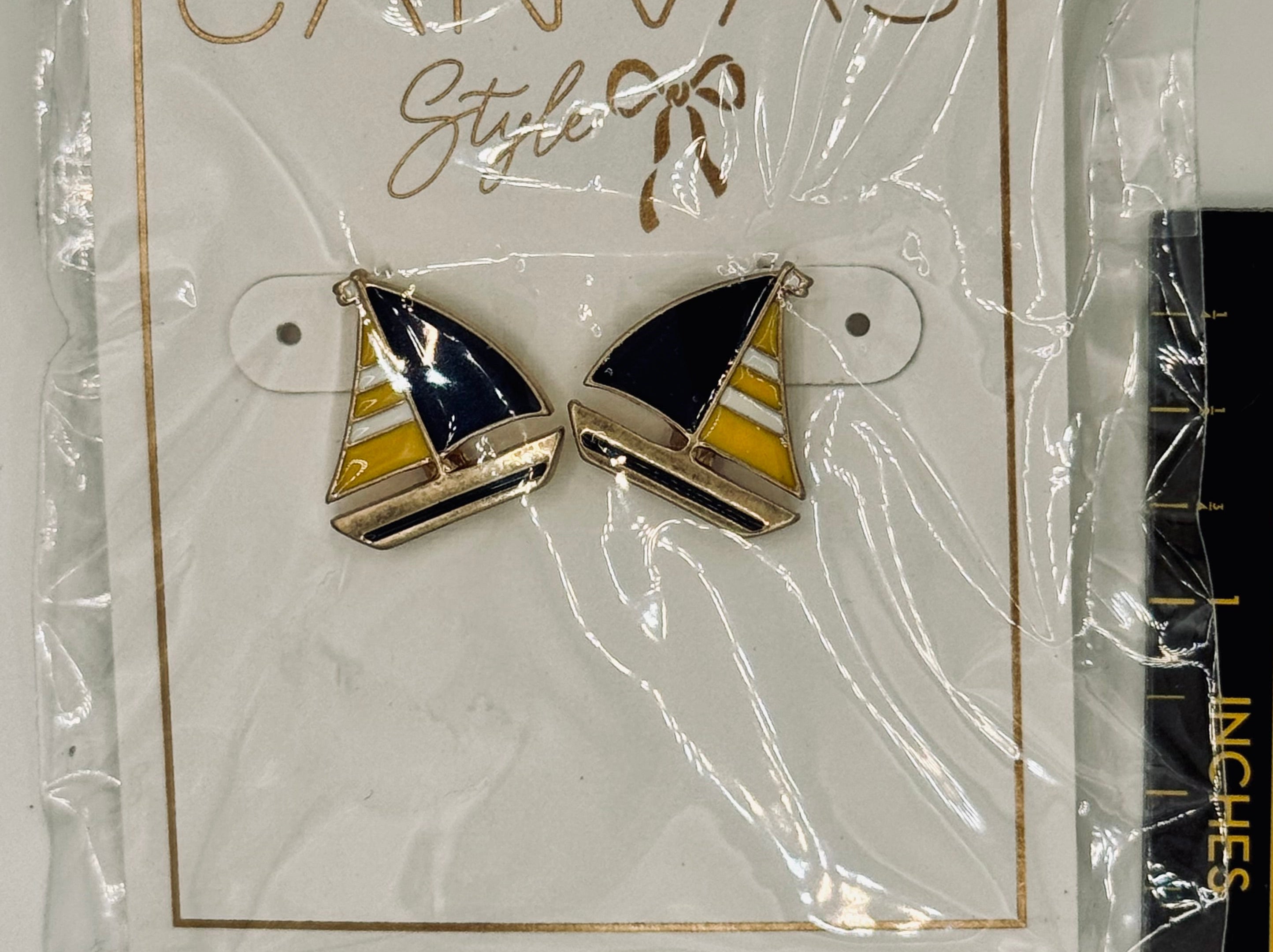 Sailboat Enamel Earrings Like New Matched Pair - New in Packaging