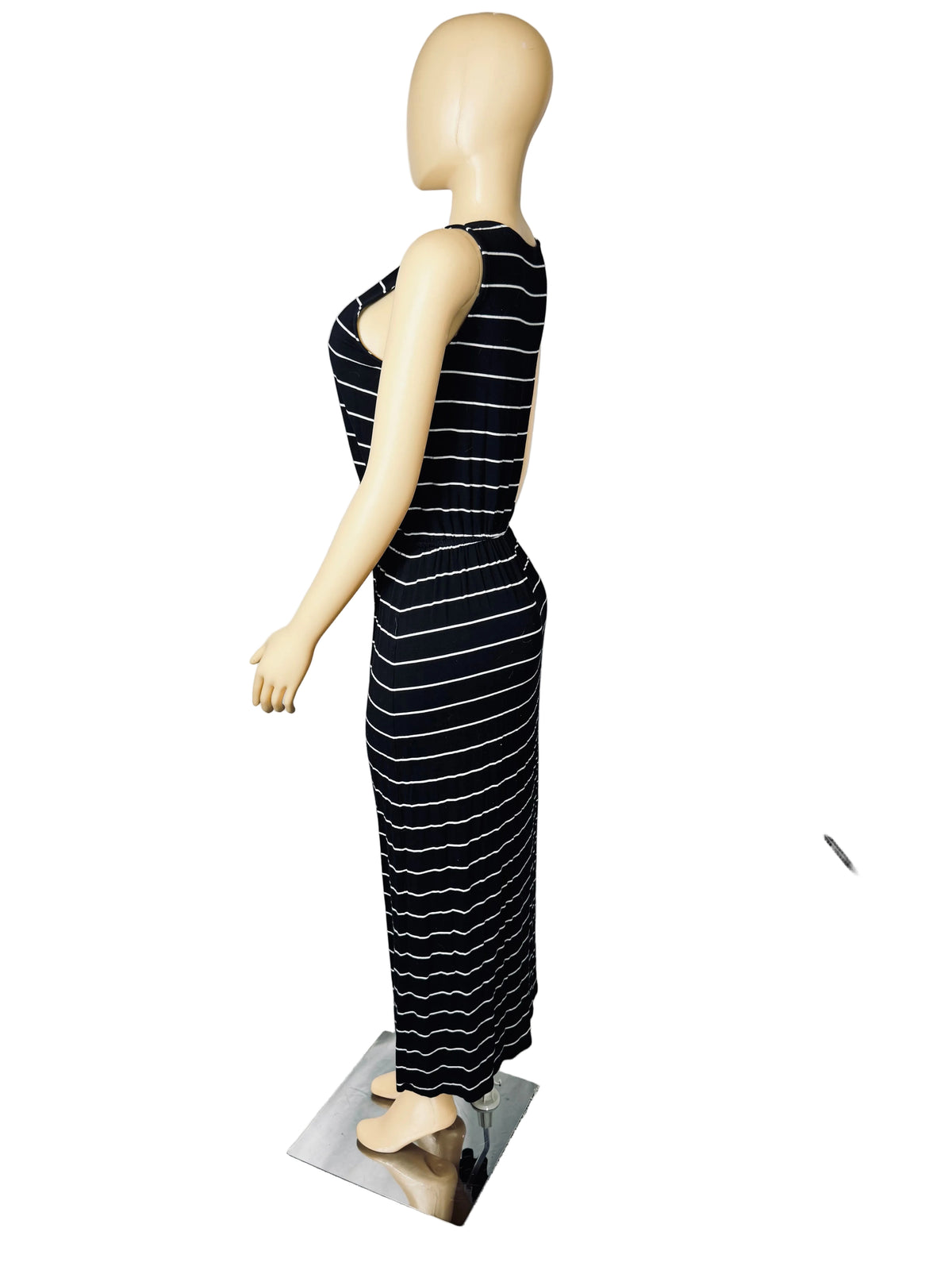 90s Vintange Merona Black & White Striped Maxi Dress Women’s Small