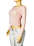 sheer long sleeve crop top shirt womens medium pre owned