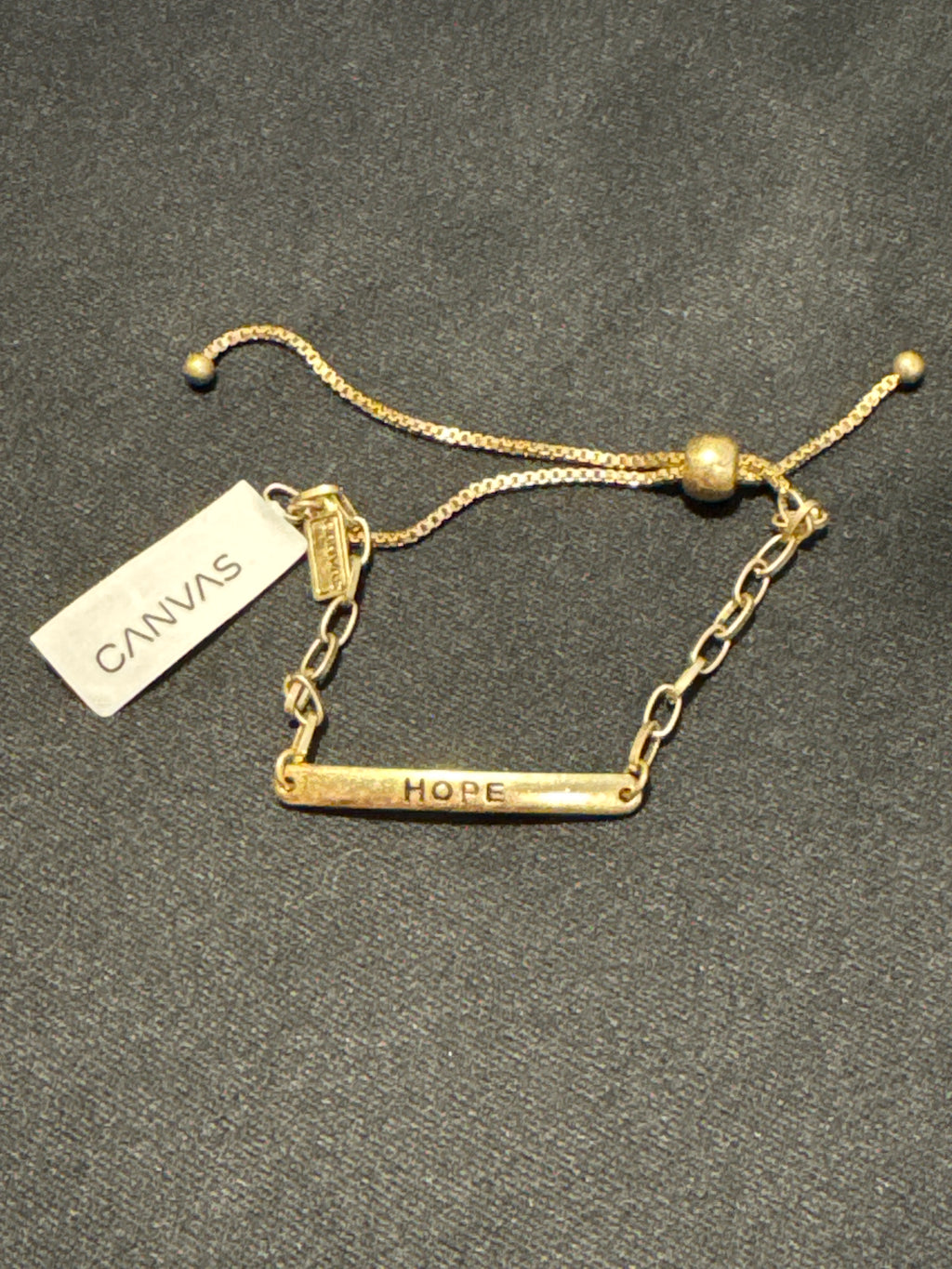 Canvas Style "HOPE" Engraved Adjustable Drawstring ID Bracelet