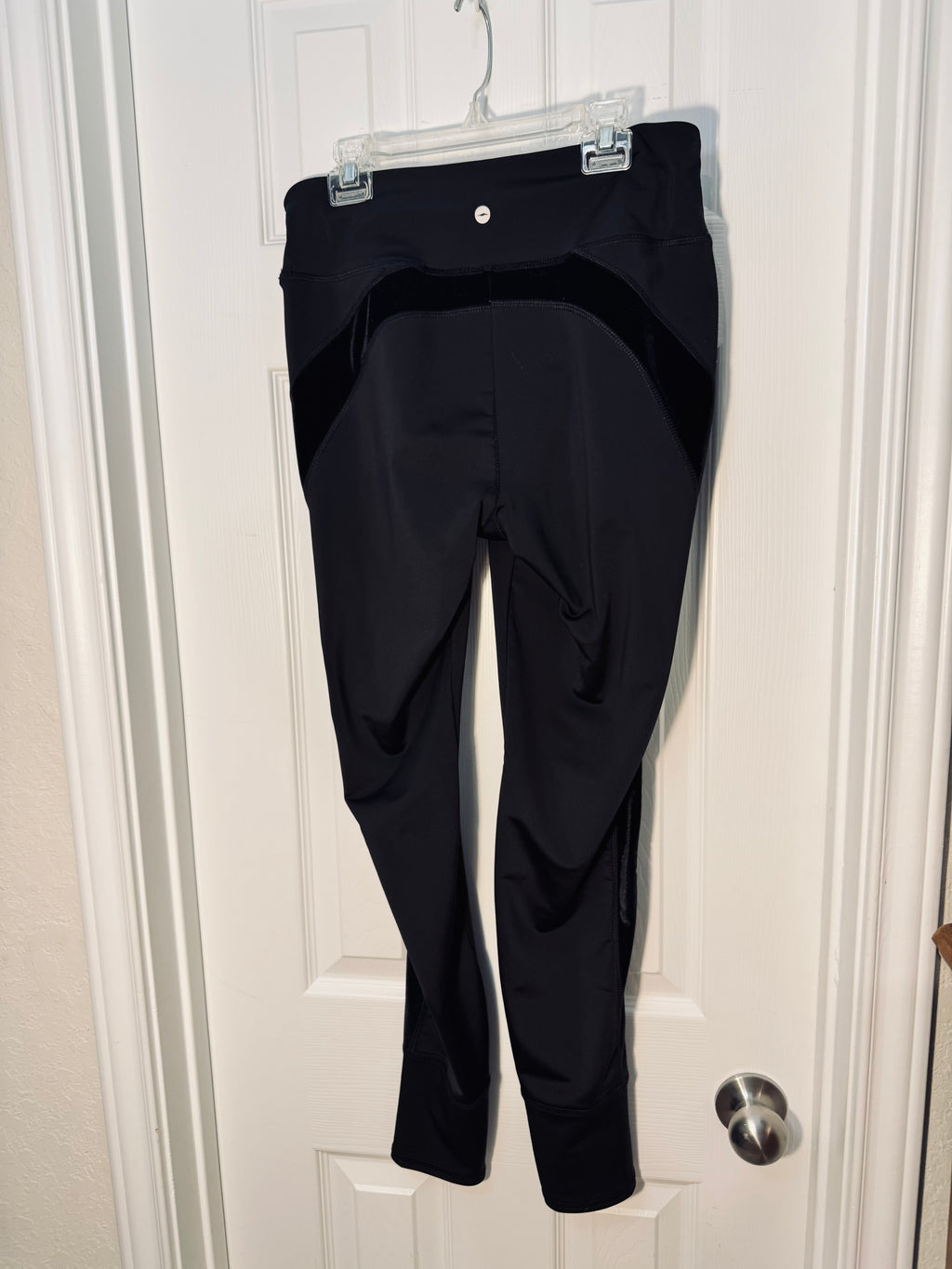 Avia Women's High-Rise Activewear Leggings with Velour Panels - Black, Size M (8-10)