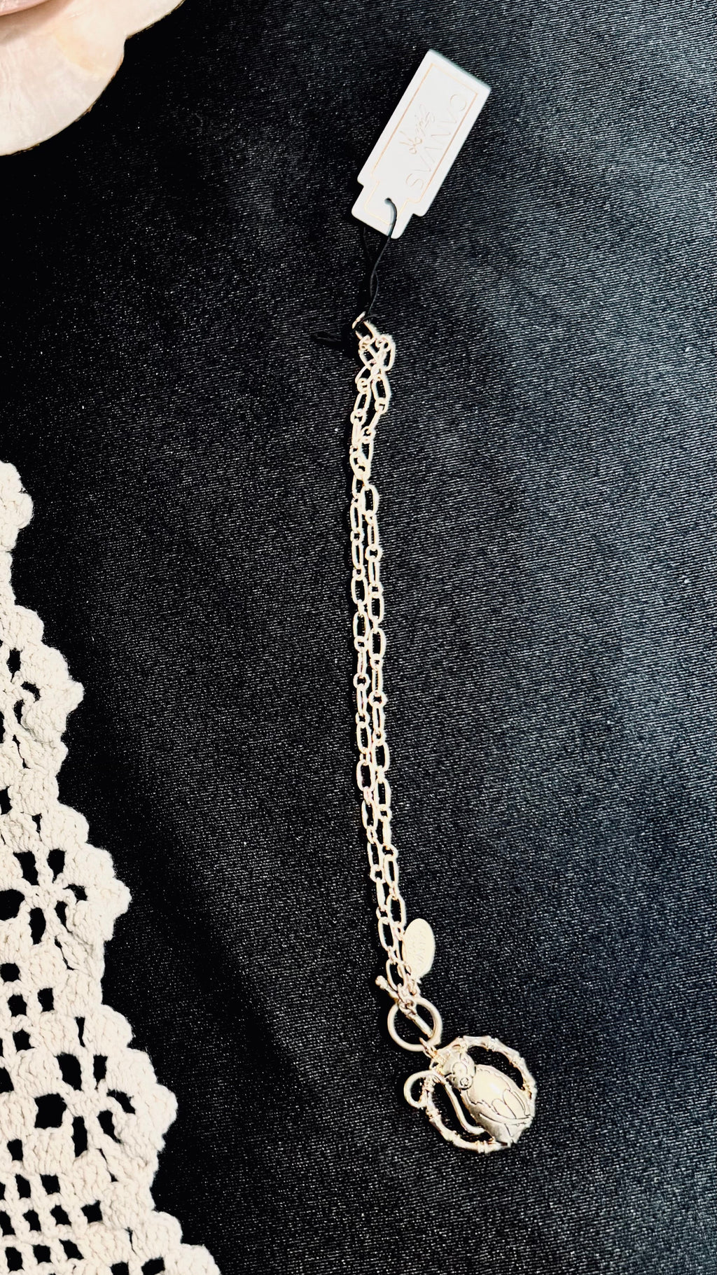 Playful Monkey Canvas Chain Necklace – Gold Finish Pendant  