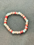 Eclectic Boho Pastel Gemstone & Coral Disc Stacking Bracelet Romantic Style Accessories
