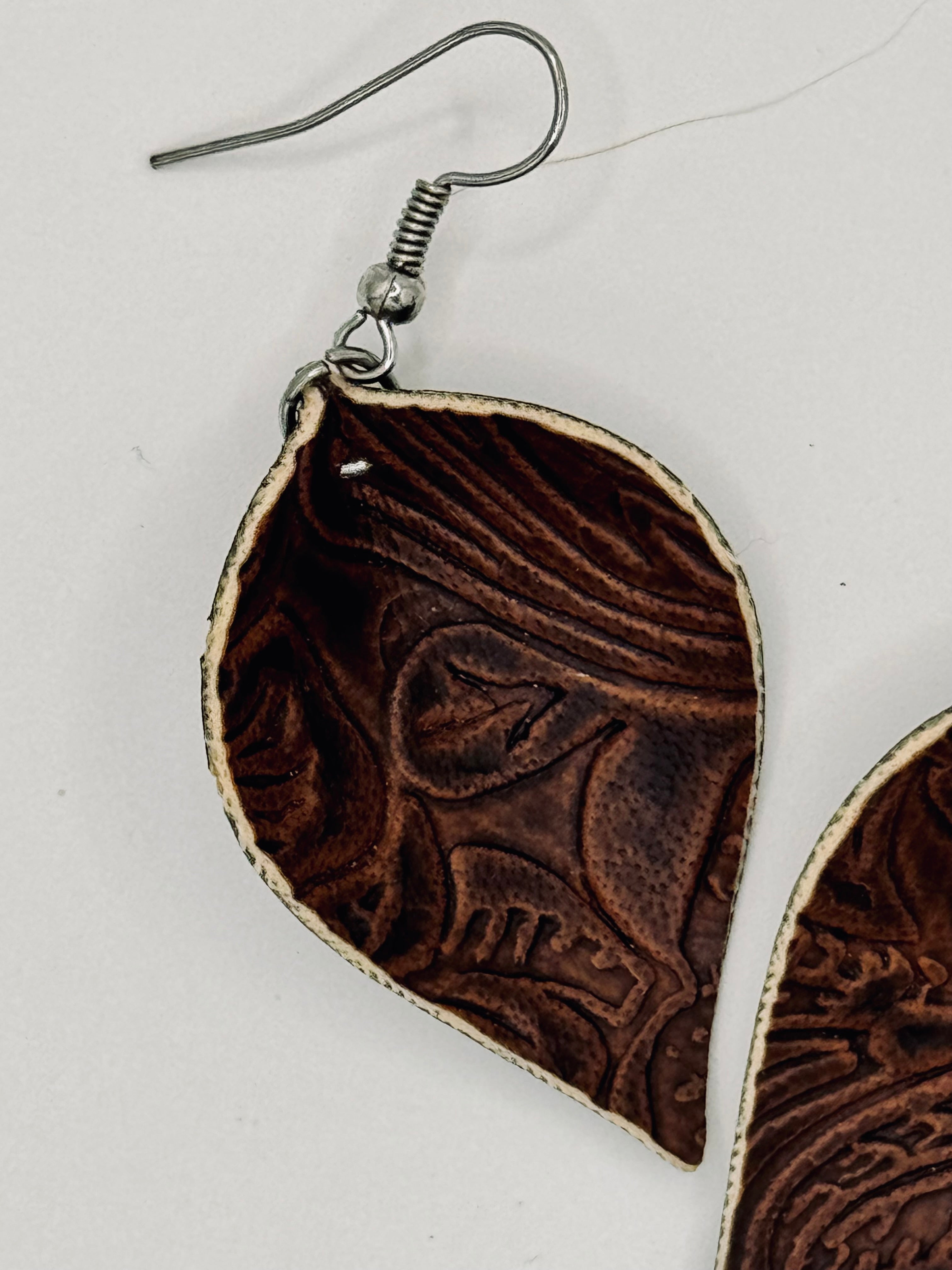 Leaf Dangle Earrings - Like New Handmade Pair