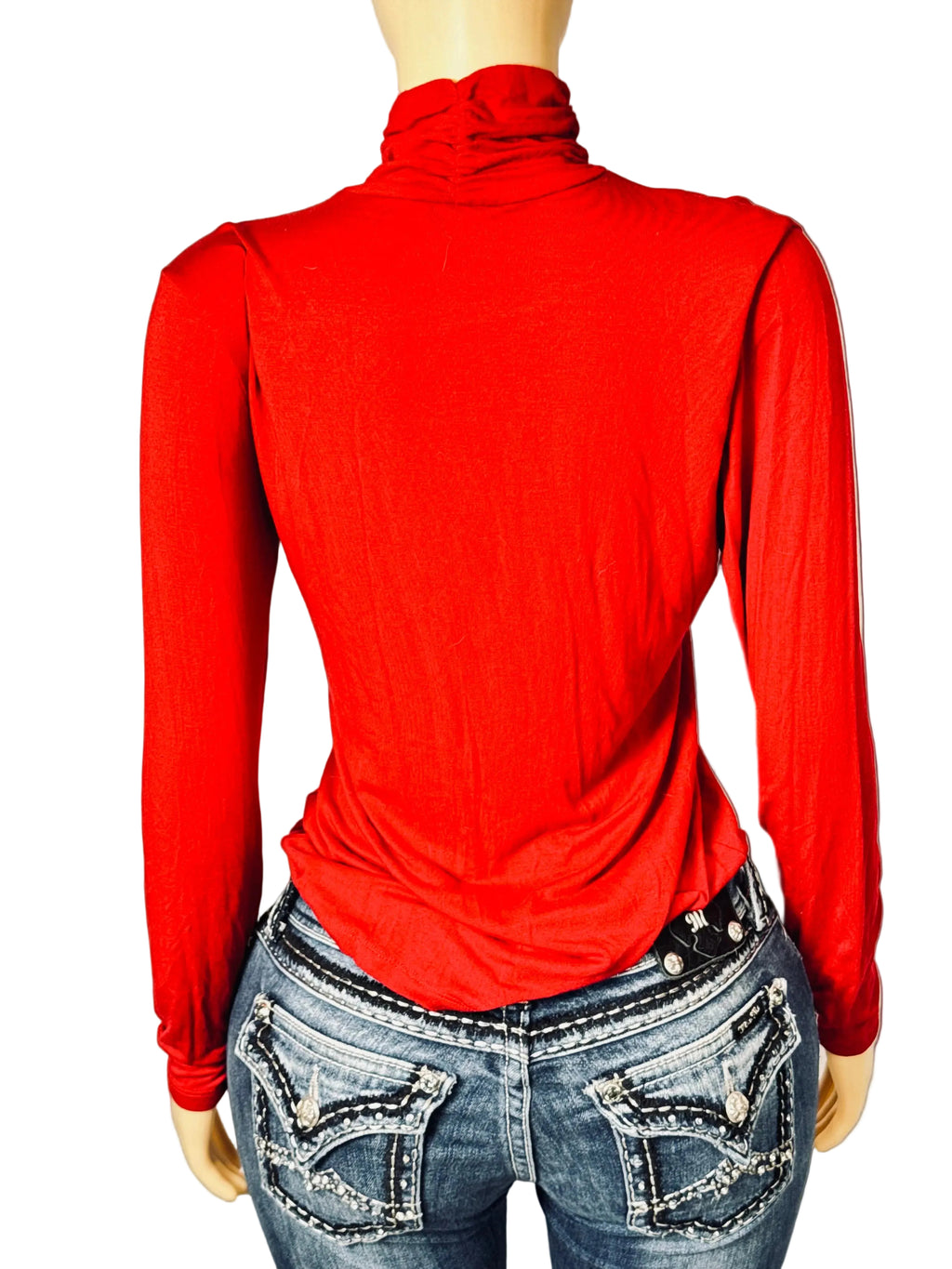 Style and Co Red Turtle Neck Long Sleeve Shirt Women's Medium
