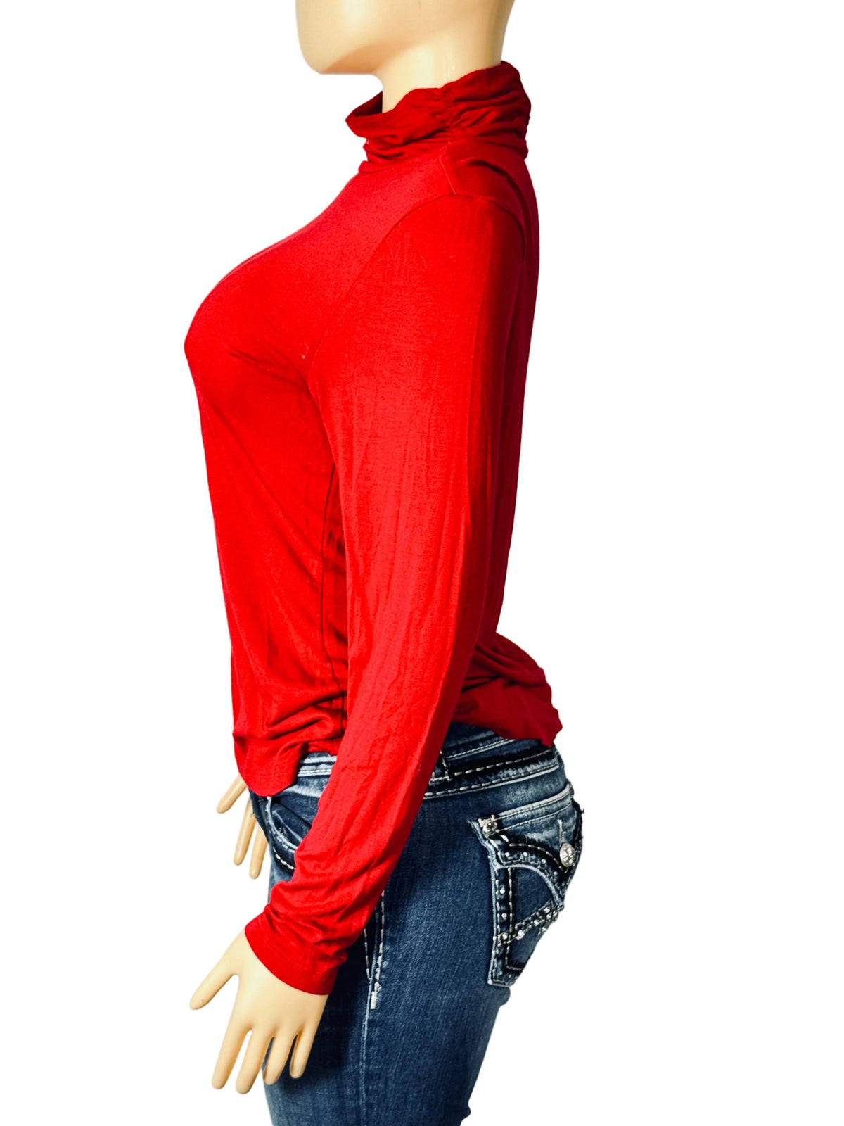 Style and Co Red Turtle Neck Long Sleeve Shirt Women's Medium