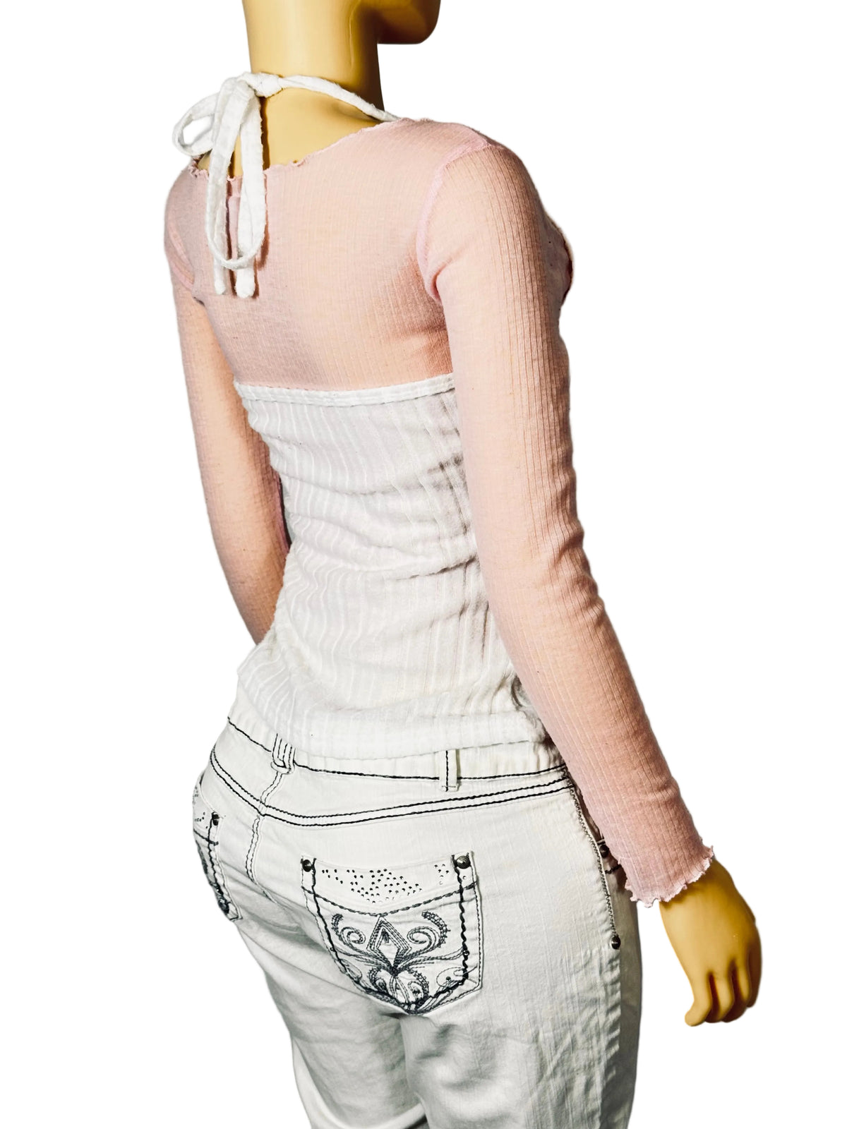SHEIN Halter V-Neck Adjustable Medium Summer Basic Women's White Crop Top Tank