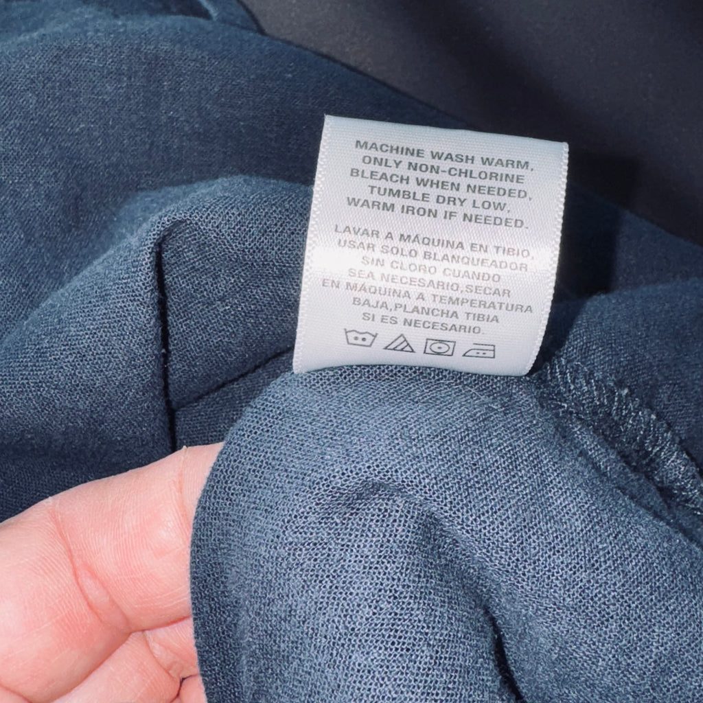 Basic Editions Navy Blue Button-Down Cap Sleeve Shirt