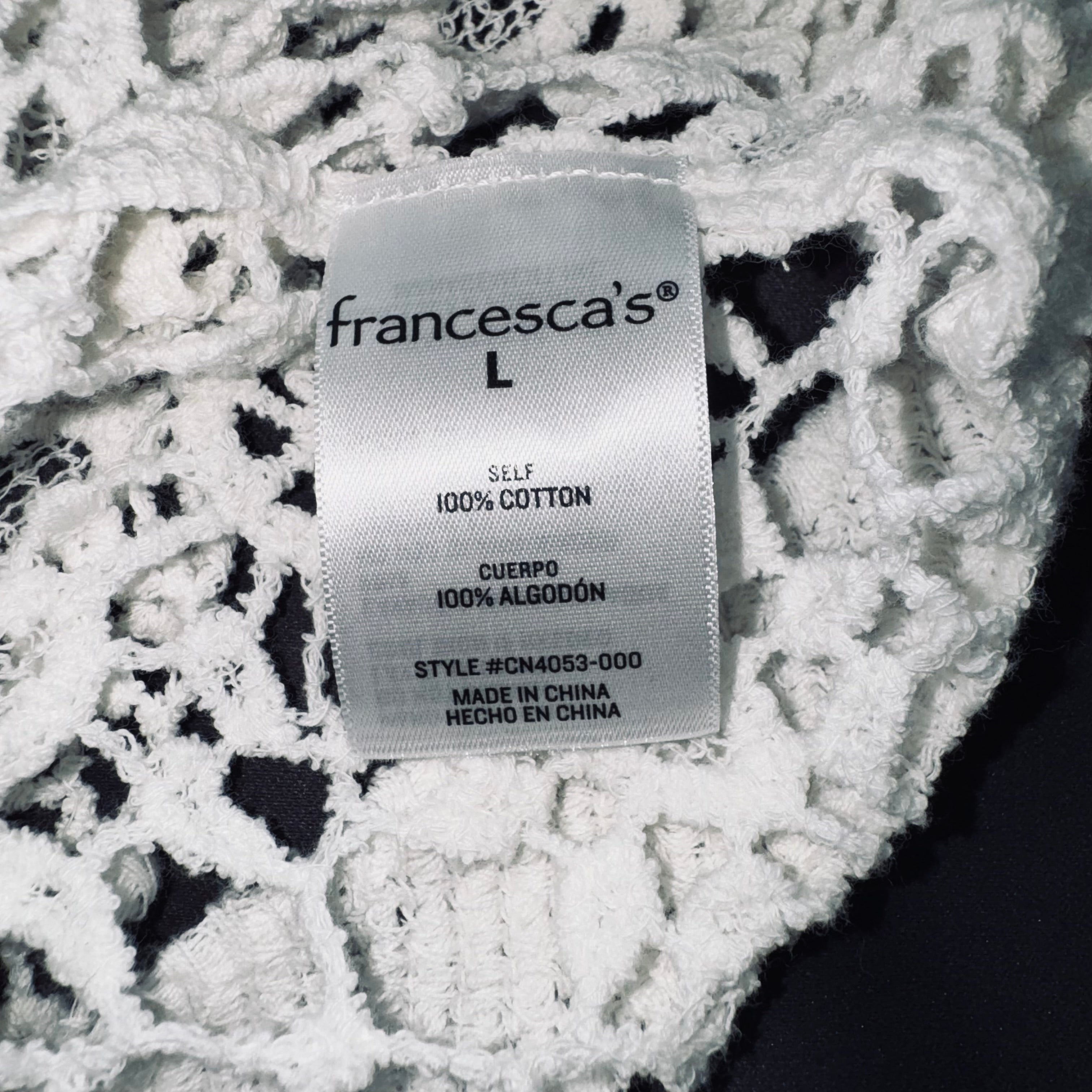 Francesca's White Crochet Cotton Top
