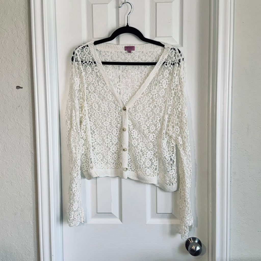 Francesca's White Crochet Cotton Top