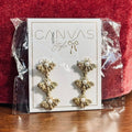 Canvas Style New In Package Gold Tone Triple Bee Dangle Earrings With Pearl Accents