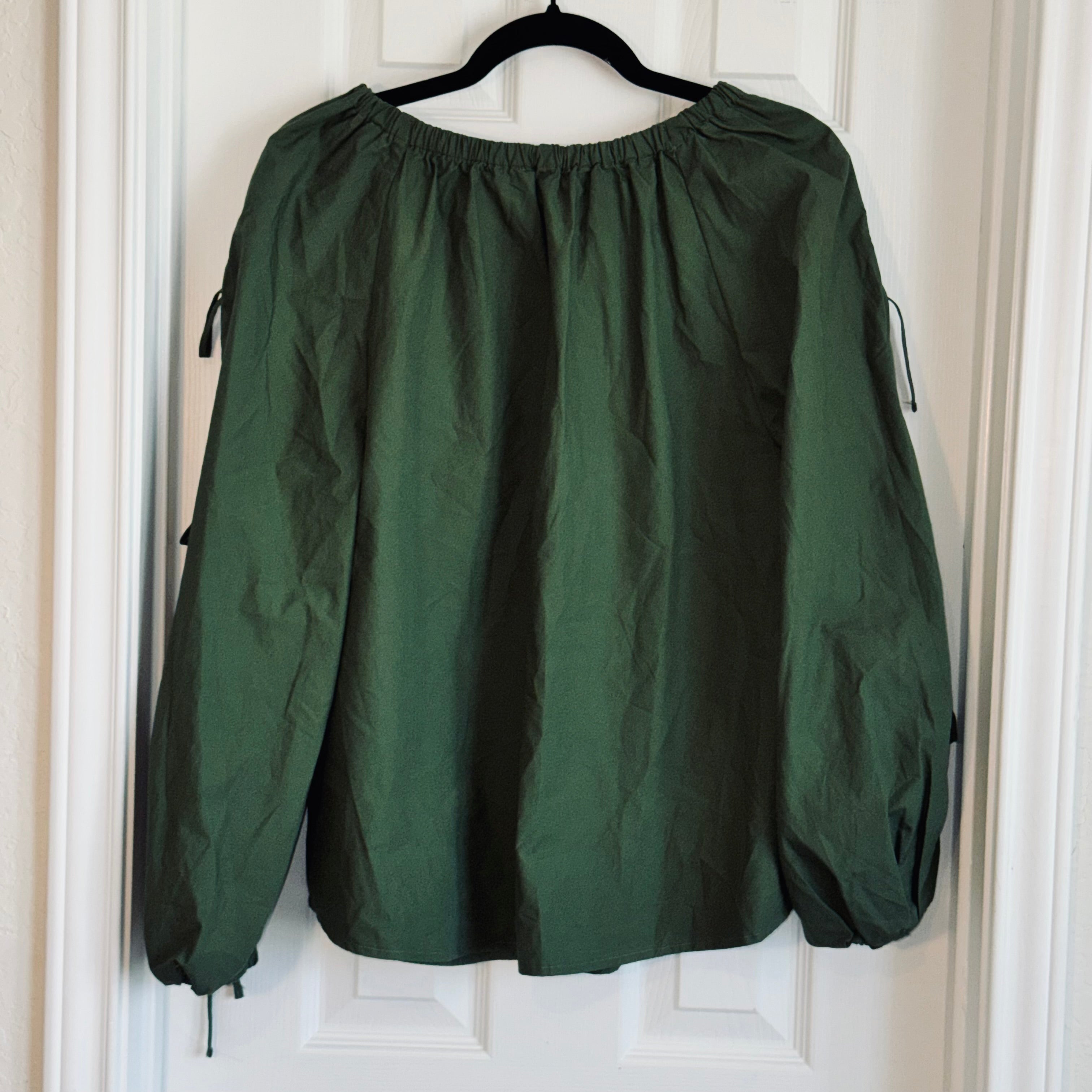 Olive Green Off-Shoulder Peasant Blouse