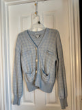 Free Assembly Light Blue Tweed Knit Cardigan Sweater Size S Small Pastel