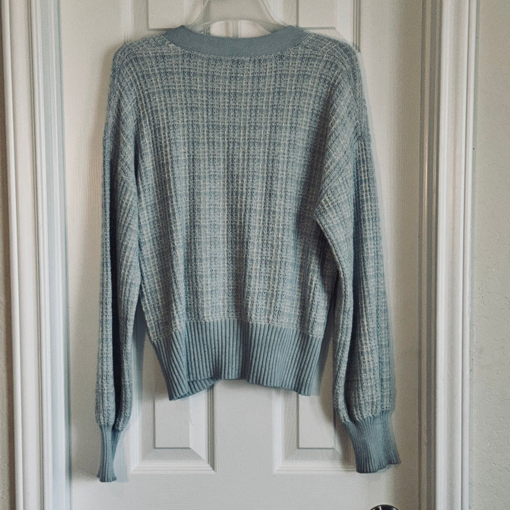 Pastel Blue Button-Front Women's Knit Cardigan