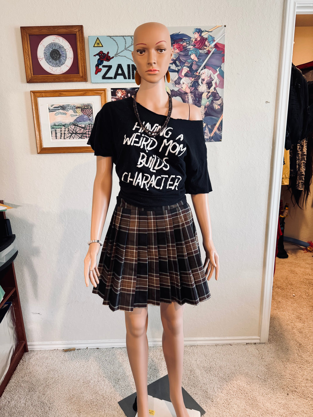 Thrifted Urban CoCo Dark Academia Plaid Pleated Mini Skirt — Size M