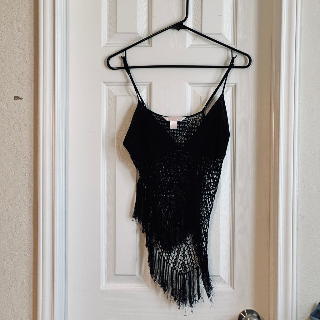 Upcycled Victoria’s Secret Size Medium Black Crochet Summer Top – Thrift Flip