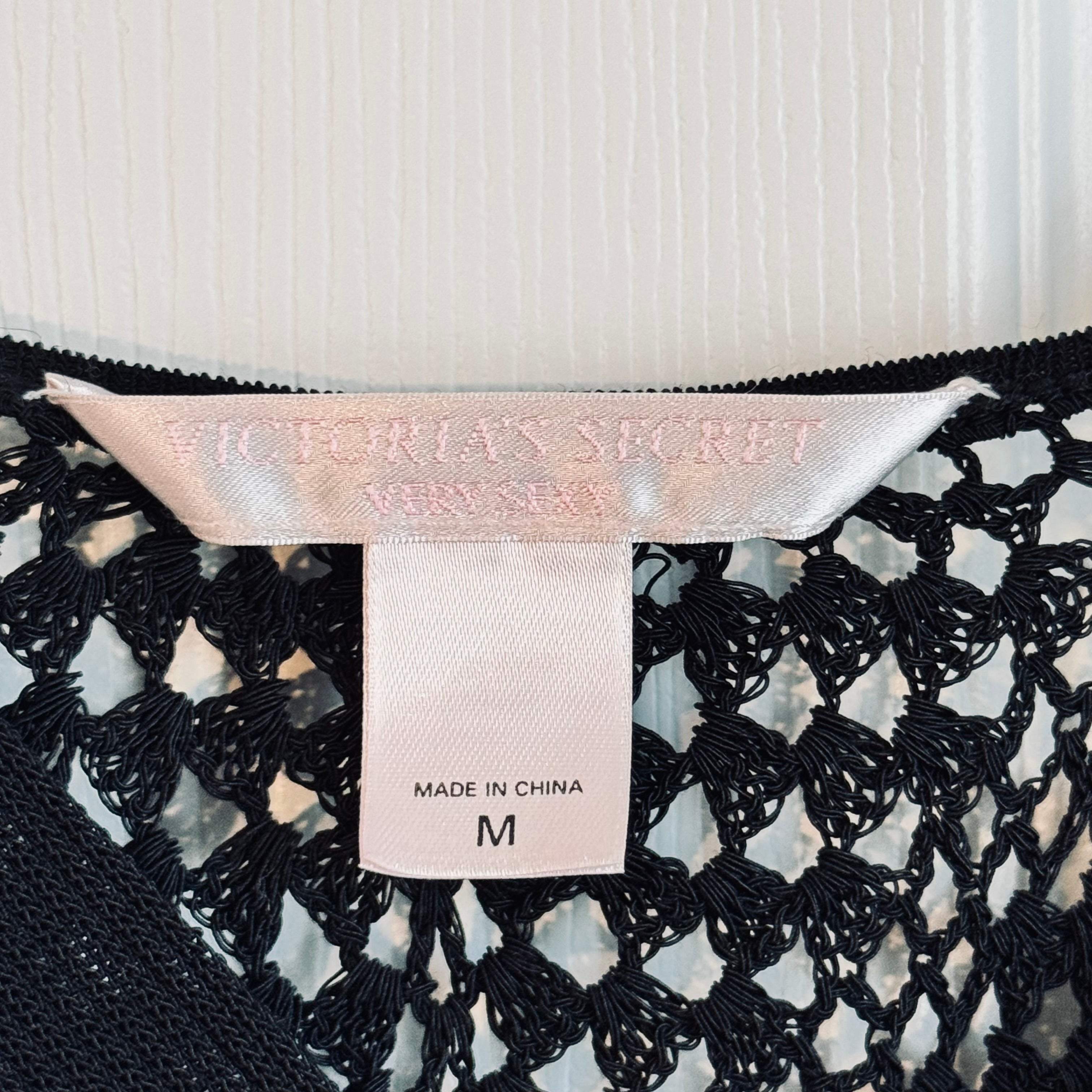 Upcycled Victoria’s Secret Size Medium Black Crochet Summer Top – Thrift Flip