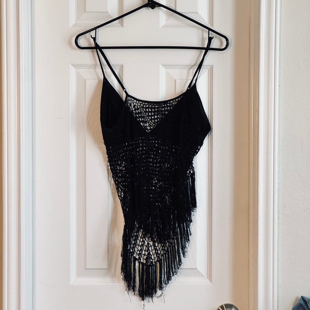 Upcycled Victoria’s Secret Size Medium Black Crochet Summer Top – Thrift Flip