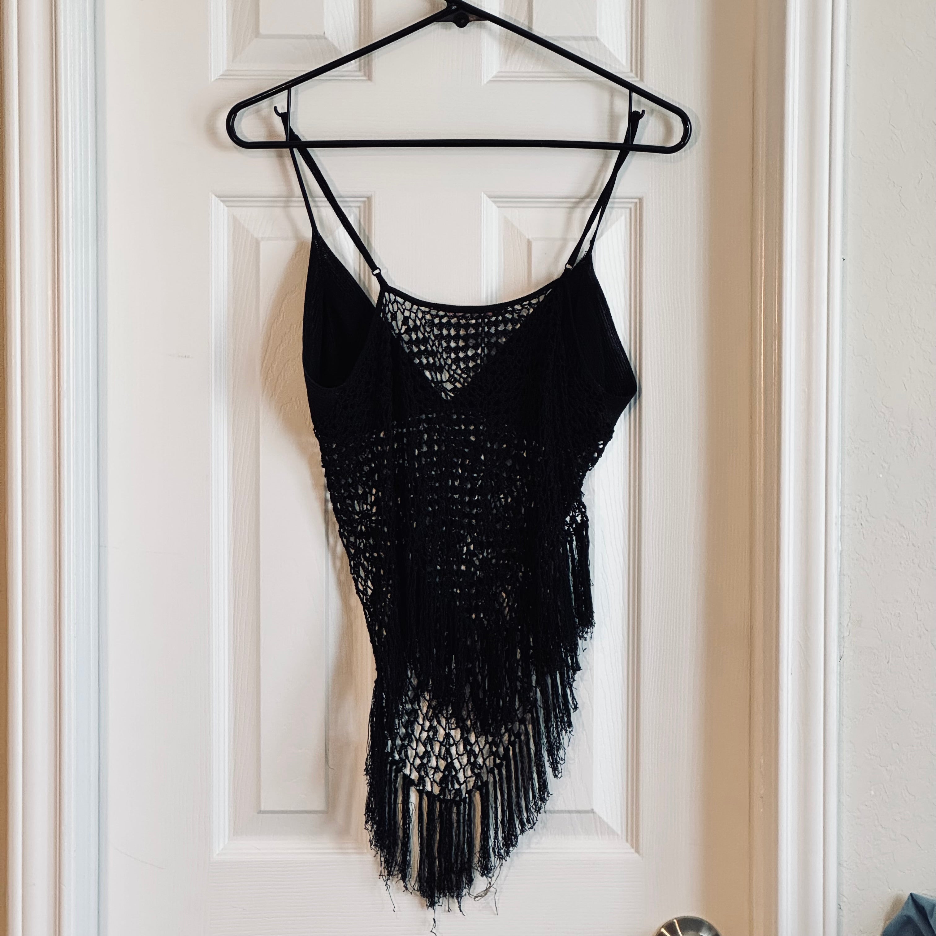 Upcycled Victoria’s Secret Size Medium Black Crochet Summer Top – Thrift Flip