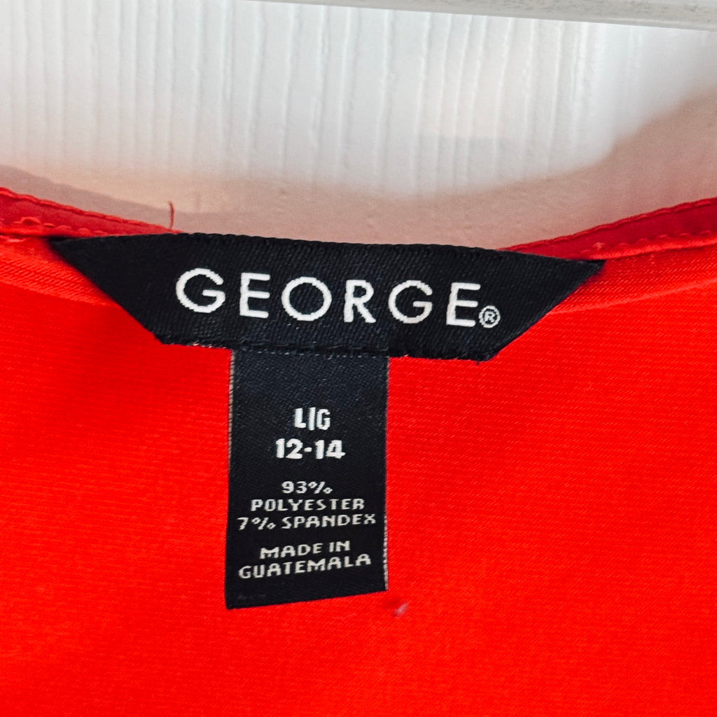 Thrifted George Rust Red Cowl Neck Draped Top — Size L (12–14)