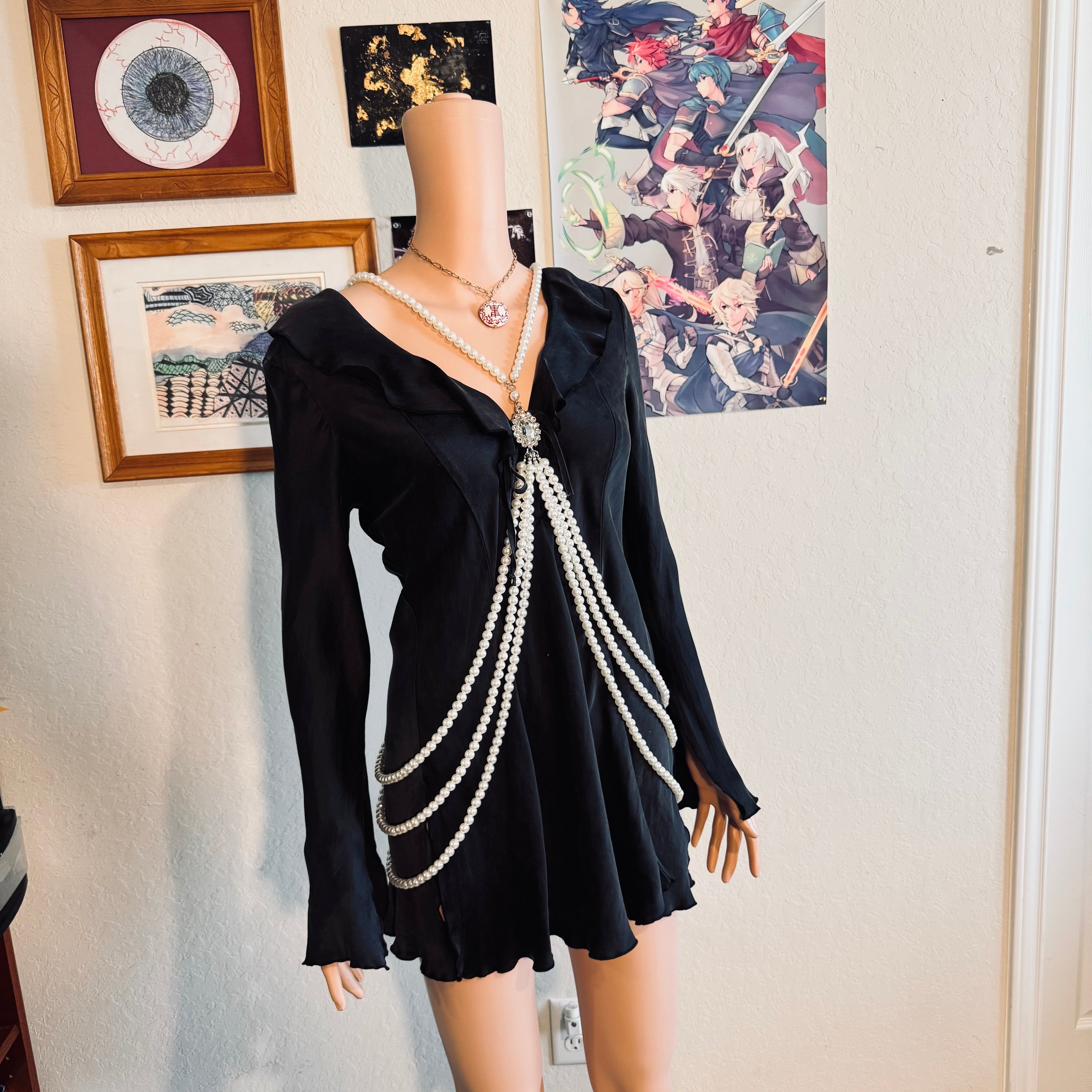 Thrift Flip Victoria’s Secret Silk Ruffle Negligee Mini Dress — One of a Kind Upcycle