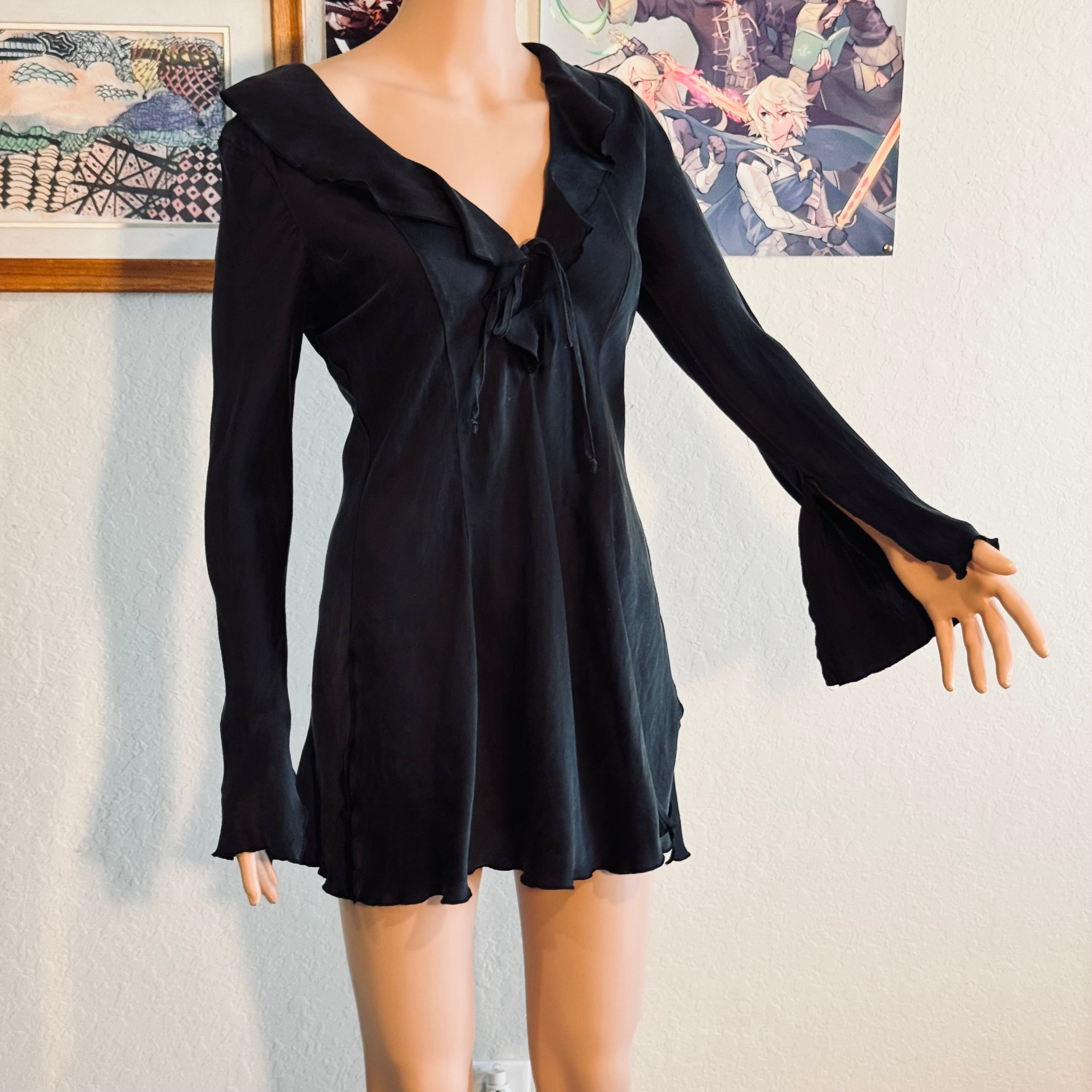 Thrift Flip Victoria’s Secret Silk Ruffle Negligee Mini Dress — One of a Kind Upcycle