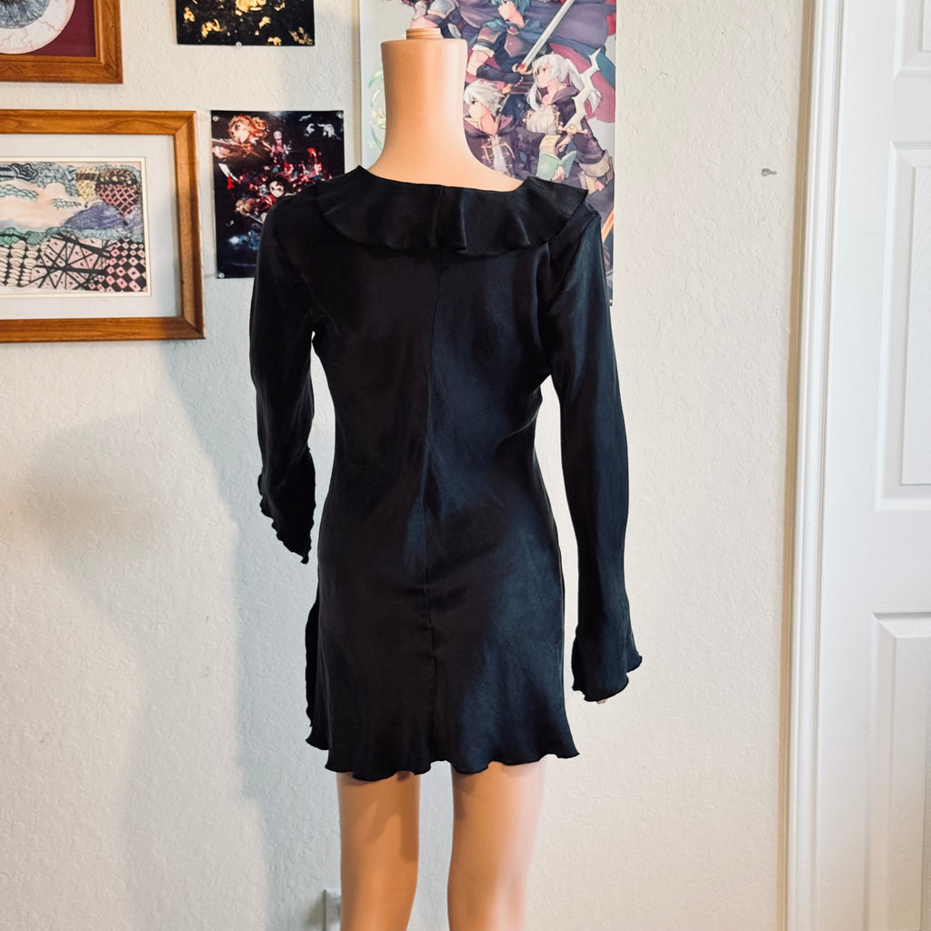 Thrift Flip Victoria’s Secret Silk Ruffle Negligee Mini Dress — One of a Kind Upcycle