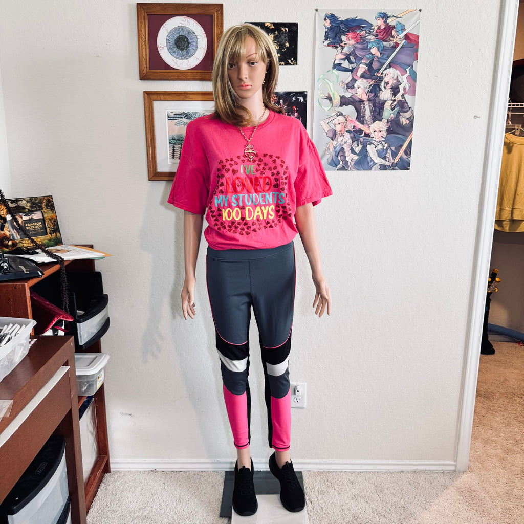 Avia Women's Active Grey and Pink Colorblock Leggings - Thrifted Find