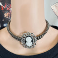 Vintage-Inspired Cameo Beaded Choker Necklace - Pre-Owned Fashion Find